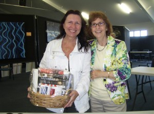 Gift Basket winner Marietta McLellan with suspense author Sandy Curtis